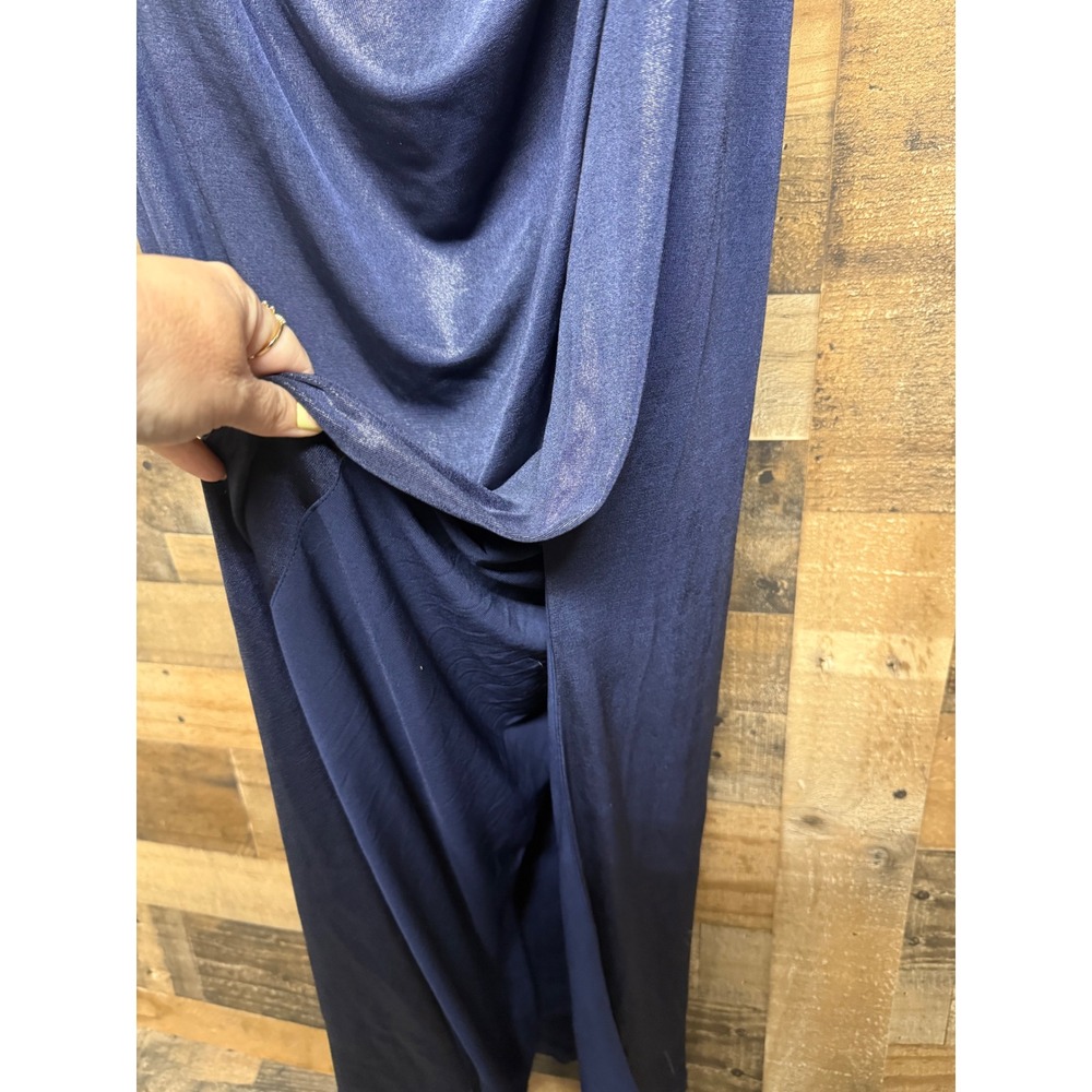 Lauren Ralph Lauren Navy Metallic Ruched Surplice Gown Dress 18 253715789002 - Picture 5 of 9